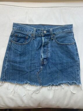 Levi's Blue Distressed Denim Mini Skirt